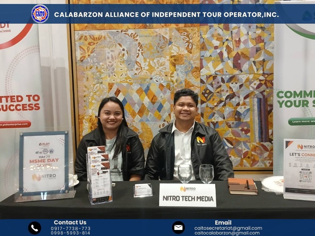 Nitro Tech Media team at the MSME Day Cavite Workshop booth with CAITO