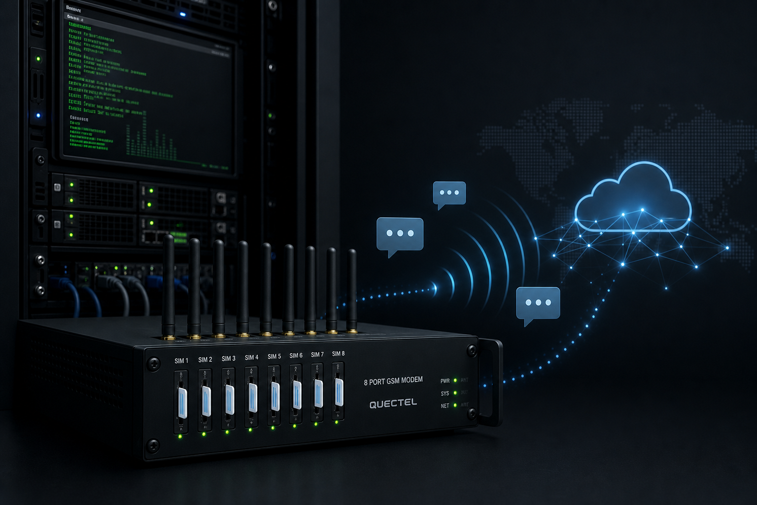 On-premise SMS gateway with Quectel GSM modem and Linux server